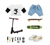 Finger Skateboard Kit - Fingerboard Toy, Mini Skateboards Set, Alloy Scooter With Shoes | Kids Birthday Party Supplies Supporting Indoor Play Creative Coordination Teens Children Fun Gift Portable
