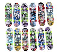 Finger Skateboard Toy - Patterned Mini Board, Alloy Construction, Non-Slip Deck, Coordination Trainer, Small Finger Play Set Perfect For Fun Desk Activities, Skill-building Exercises, Creative Play