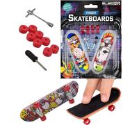 Finger Skateboards Miniature Toy Skateboards for Children Teenagers Collectors Cartoon Graphics Wooden Deck Metal Trucks Red Wheels with Tools for Customisation - Electoys