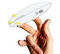 Finger Sliders: Premier Mini Surfboard for Surfers - White Shortboard with Tri-Fin for Finger Board Surfing Art Surfer Beach Decor Surf Accessory Nug Thug (White Board with Yellow Fins)