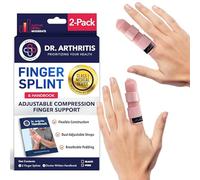 Finger Splint (2 Pack) for Trigger Finger, Finger Arthritis - Adjustable Compression Finger Support for Sprains, Stiff Joints, Tendonitis - Fits Index, Middle, Ring, Pinky Fingers (Pink, Small)