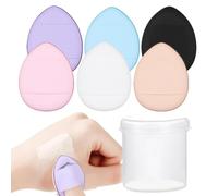 Finger Sponge Makeup - Small Air Cushion Powder Sponge Set of 6,Loose Powder Puff with Small Case for Women & Girls Makeup Setting Wet & Dry