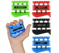 Finger Strengthener - Finger Exerciser for Forearm and Hand Strengthener - Hand Grip Workout Equipment for Musician, Rock Climbing and Therapy (4 Pack - Blue Black Red Green)