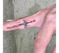 Finger-style Collarbone Tattoo, Small Herbal Design With A Holy Sword, Semi-permanent For Men And Women, Long-lasting 2 Weeks, Fake Tattoos