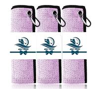 FINGER TEN 3 Pack Golf Towels Microfiber Waffle Pattern Tri-Fold 16“x16”with Heavy Duty Carabiner Clip, Golf Cleaning Towel Superior Water Absorption and Quick Dry (Purple)