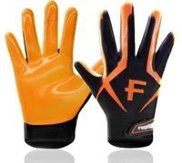 FINGER TEN American Football Gloves Youth Kids Ultra Tack Sticky Non-Slip Palm Receivers, Rugby Gloves for Boys Girls Flexible Stretch Protection Fit Children Age 5-14 (Orange, Medium)