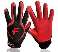 FINGER TEN American Football Gloves Youth Kids Ultra Tack Sticky Non-Slip Palm Receivers, Rugby Gloves for Boys Girls Flexible Stretch Protection Fit Children Age 5-14 (Red, X-Large)