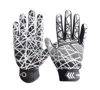 FINGER TEN American Football Gloves Youth Kids Ultra Tack Sticky Non-Slip Palm Receivers, Rugby Gloves Flexible Stretch Protection Waterproof Professional Fit Age 5-14 (Grey,Large)