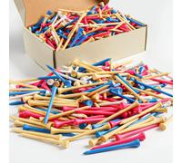 FINGER TEN Bamboo Golf Tees Wood 2 3/4 3 1/4 Inch 83mm 70mm Bulk 250 500 1000 Count, Practice Golf Tee Wooden for Men Women (Multicolor, 250 Count(3 1/4 Inch))