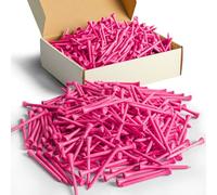FINGER TEN Bamboo Golf Tees Wood 2 3/4 3 1/4 Inch 83mm 70mm Bulk 250 500 1000 Count, Practice Golf Tee Wooden for Men Women Kids (Pink, 500 Count(2 3/4 Inch))