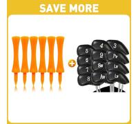 FINGER TEN Castle Golf Tees Plastic Unbreakable Mixed Sizes or Same Heights with Golf Club Headcovers Iron Synthetic Leather Deluxe Value 12 Pcs/Set