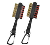 FINGER TEN Golf Club Brush Groove Cleaner Tools Dual Sided,Golf Golf Club Bag Accessories Cleaning Brushes Metal Nylon Portable Pocket Durable for Irons Balls Spike Easy Attach to Golf Bag (2 Pack)