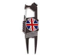FINGER TEN Golf Divot Repair Tool & Ball Marker - Bottle Opener - Club Tee - Groove Cleaner - Clean Brush - Belt Clip 1 Pack, Premium Lightweight & Multipurpose 7-in-1 Golf Accessories (Black-1 Pack