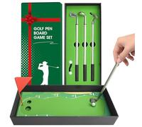 FINGER TEN Golf Gifts for Men Ladies Mini Course Pole Club Value Set, 3 Pcs Mini Ballpoint Pen Flag Gift Set Portable for Office Desktop Golfer Fans (Golf Gift-1 Pack)