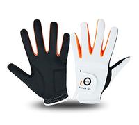 FINGER TEN Golf Gloves Kids All Weather Soft for Left and Right Hand Rain Grip Breathable Value Pair, Golf Gloves for Girls Boys Wear-Resistant Non Slip Comfortable (White/Black, Medium)