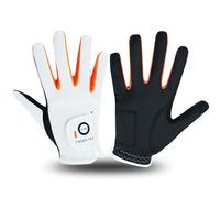 FINGER TEN Golf Gloves Kids All Weather Soft for Left and Right Hand Rain Grip Breathable Value Pair, Golf Gloves for Girls Boys Wear-Resistant Non Slip Comfortable (White/Black, Large)