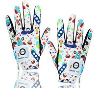FINGER TEN Golf Gloves Kids All Weather Soft for Left and Right Hand Rain Grip Breathable Value Pair, Golf Gloves for Girls Boys Wear-Resistant Non Slip Comfortable (White, Large)