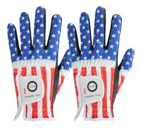 FINGER TEN Golf Gloves Kids Youth All Weather Soft for Left Right Hand Rain Grip Breathable Value 2 Pack, Golf Gloves for Girls Boys Wear-Resistant Non Slip Black Green White (Red, X-Large, Left)