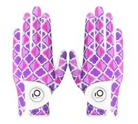 FINGER TEN Golf Gloves Ladies Pair for Left and Right Hand Leather,Golf Gloves for Women Weathersof Comfortable (Purple, Small)