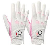 FINGER TEN Golf Gloves Ladies Right Hand with Non Slip Palm All Weather Soft Value 2 Pack, Women Golf Glove Rain Grip Weathersof Flexible (M, 2 Pack(Worn on Right Hand)