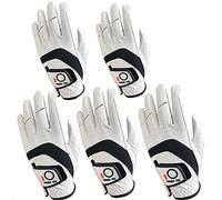 FINGER TEN Golf Gloves Men Left Hand Cabretta Leather Multipack All Weather Soft Value 5 Pcs, Golf Gloves Mens for Right Handed Golfer Rain Grip Comfortable (M/L, Left)