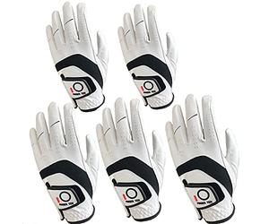 FINGER TEN Golf Gloves Men Left Hand Cabretta Leather Multipack All Weather Soft Value 5 Pcs, Golf Gloves Mens for Right Handed Golfer Rain Grip Comfortable (M/L, Left)