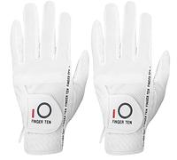 FINGER TEN Golf Gloves Men Left Hand for Right Handed Golfer in White Value 2 Pack, Rain Grip Golf Glove Weathersof All Weather for Pefect Swing (Medium, White-2 Pack-Worn on Left Hand)