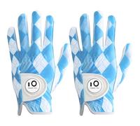 FINGER TEN Golf Gloves Men Left Hand Leather With Ball Marker Printed Grip Value 2 Pack, Mens Golf Glove All Weather Durable Weathersof (M/Large, Worn on Left Hand- Lattice)