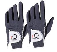 FINGER TEN Golf Gloves Men Left Hand Rain Grip Weathersof Value 2 Pack, Mens Golf Glove Wear Resistant Non Slip Color Grey Flexible Durable (Grey-2 Pack, S-Worn on Left Hand)