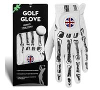 FINGER TEN Golf Gloves Men Left Hand Right Cabretta Leather Weathersof with Ball Marker 1 Pcs, Men’s Golf Glove Soft Breathable Wear Resistance (Black, L, Left)
