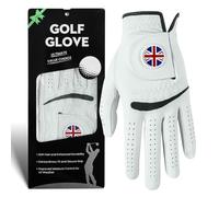 FINGER TEN Golf Gloves Men Left Hand Right Cabretta Leather Weathersof with Ball Marker 1 Pcs, Men’s Golf Glove Soft Breathable Wear Resistance (White, M, Left)