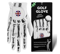 FINGER TEN Golf Gloves Men Left Hand Right Cabretta Leather Weathersof with Ball Marker 1 Pcs, Men’s Golf Glove Soft Breathable Wear Resistance (Black, XL, Right)