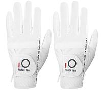 FINGER TEN Golf Gloves Men Left Hand Right Rain Grip Weathersof Value 2 Pack, Mens Golf Glove Wear Resistant Non Slip Flexible Durable (White, 3XL, Left)