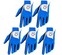 FINGER TEN Golf Gloves Men Left Hand Right Rain Grip Weathersof Value 5 Pack,Mens Golf Glove Wear Resistant Non Slip All Weather Soft Durable (Blue, XL, Left)
