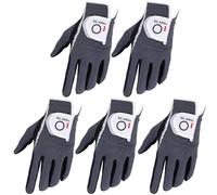 FINGER TEN Golf Gloves Men Left Hand Right Rain Grip Weathersof Value 5 Pack,Mens Golf Glove Wear Resistant Non Slip All Weather Soft Durable (Grey, Medium, Left)