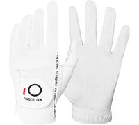 FINGER TEN Golf Gloves Men Left Hand Right Rain Grip Weathersof Value Pack, Mens Golf Glove Wear Resistant Non Slip Flexible Durable (White, XS, Left)