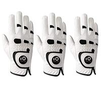 FINGER TEN Golf Gloves Men Left Hand Right with Ball Marker Cabretta Leather Weathersof Value 3 Pack, Rain Grip Golf Glove Mens Wear Resistant (S, 3 Pack(Worn on Right Hand)