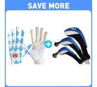 FINGER TEN Golf Gloves Men Left Hand Right with Ball Marker Pu Leather Golf Club Head Covers for Woods Long Cover Driver Hybrid