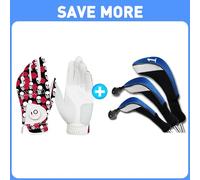 FINGER TEN Golf Gloves Men Left Hand Right with Ball Marker Pu Leather Golf Club Head Covers for Woods Long Cover Driver Hybrid