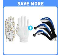 FINGER TEN Golf Gloves Men Left Hand Right with Ball Marker Pu Leather Golf Club Head Covers for Woods Long Cover Driver Hybrid