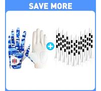 FINGER TEN Golf Gloves Men Left Hand Right with Ball Marker Pu Leather Golf Tees Plastic Unbreakable 2 3/4 3 1/4 Inch Value 50 Count