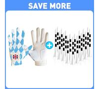 FINGER TEN Golf Gloves Men Left Hand Right with Ball Marker Pu Leather Golf Tees Plastic Unbreakable 2 3/4 3 1/4 Inch Value 50 Count