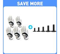 FINGER TEN Golf Gloves Men Left Right Hand Pu Leather Multipack All Weather Golf Rubber Tees for Driving Range Mats Value 5 Pack