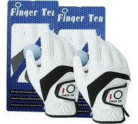FINGER TEN Golf Gloves Men Right Handed Golfer Leather All Weather Grip Value 2 Pack, Mens Golf Glove Left Hand Soft Breathable Flexible for Golfers Size Small Medium ML Large XL (White, ML, Right)…