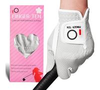 FINGER TEN Golf Gloves Women Left Hand Right Microfiber All Weather Grip Rain Hot Wet Value Pack, Ladies Golf Gloves Soft Flexible Durable Wear Resistance Good Grip (White, XS, Left)
