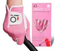 FINGER TEN Golf Gloves Women Left Hand Right Microfiber All Weather Grip Rain Hot Wet Value Pack, Ladies Golf Gloves Soft Flexible Durable Wear Resistance Good Grip (Rose, L, Right)