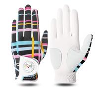 FINGER TEN Golf Gloves Women Left Right Handed Golfer with Ball Marker Rain Grip Weathersof,Ladies Golf Gloves for Left Right Hand Breathable All Weather Soft Anti Slip (Black, Large, Right)