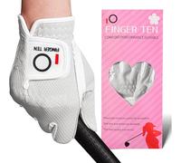 FINGER TEN Golf Gloves Women Rain Grip Left Right Hand (White, S, Right)