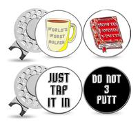 FINGER TEN Golf Hat Clip with Ball Marker Magnetic Value Gift Set, Alignment Clips Attaches Easily to Hat Caps Belt Fashion Pattern Training Aids Accessories for Men Women Durable Removable (Style 5)