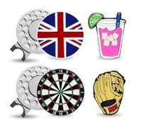 FINGER TEN Golf Hat Clip with Ball Marker Magnetic Value Gift Set, Alignment Clips Attaches Easily to Hat Caps Belt Fashion Pattern Training Aids Accessories for Men Women Durable Removable (Style 8)